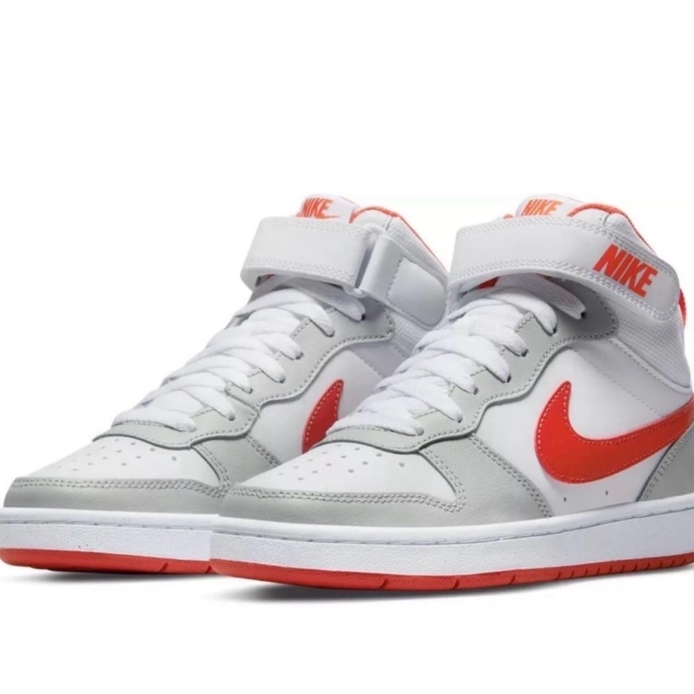 Nike White and Orange High-Top Sneakers